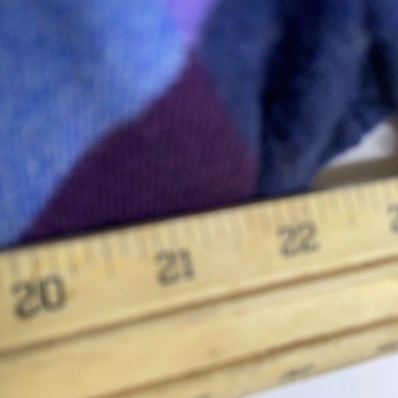 Eildon Hills Men's XL V Neck Argyle Merino Wool Sweater Blue Purples 3644 - Picture 4 of 7